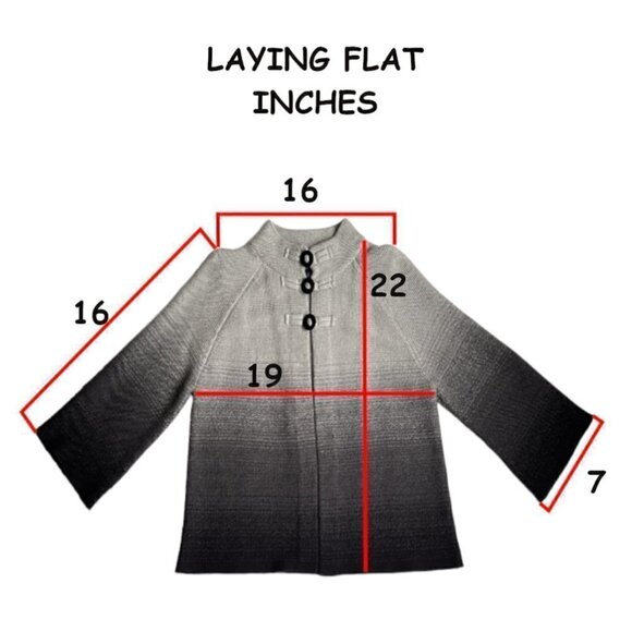 Jones New York Knit Cardigan PM Grey Black Ombre Sweater 100% Cotton Office Work - Picture 9 of 11